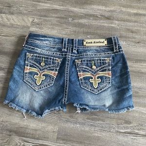 Rock Revival Minnie easy Embellished distress women jean shorts size 28